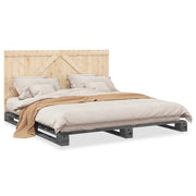 Letto matrimoniale | Letto per adulti | Giroletto con Testiera Grigio 200x200 cm Legno Massello di Pino