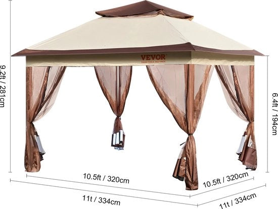 Tenda da Giardino Portatile - Tenda per Feste 320x320 - Tenda Antizanzare - Mercato di Giardino - Impermeabile - Ombrello - Tenda Pop-up