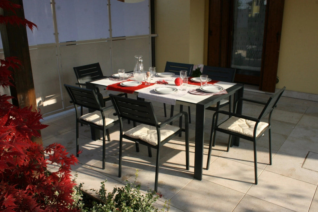Set 4 Sedie da Giardino 54x58x84 cm in Acciaio con Braccioli RD Italia Dorio Antracite