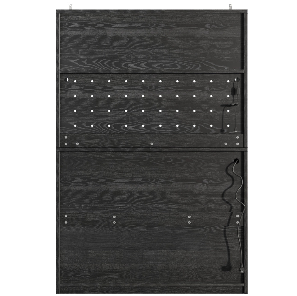 Mobile alto da cucina 120x40x178 cm con LED RGB, prese USB, MDF e acrilico nero