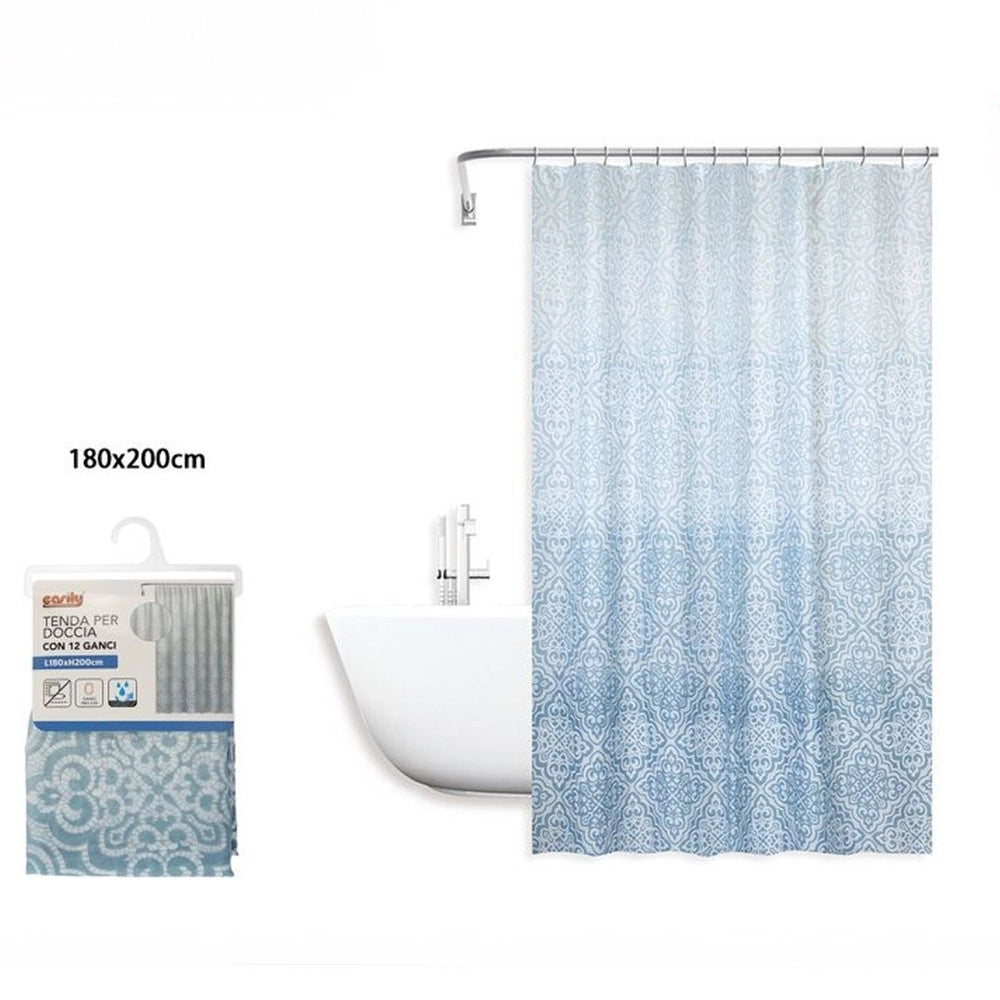 Trade Shop - Tenda Doccia Antimuffa Impermeabile 180x200cm Con 12 Anelli Bagno Maioliche 87034 -