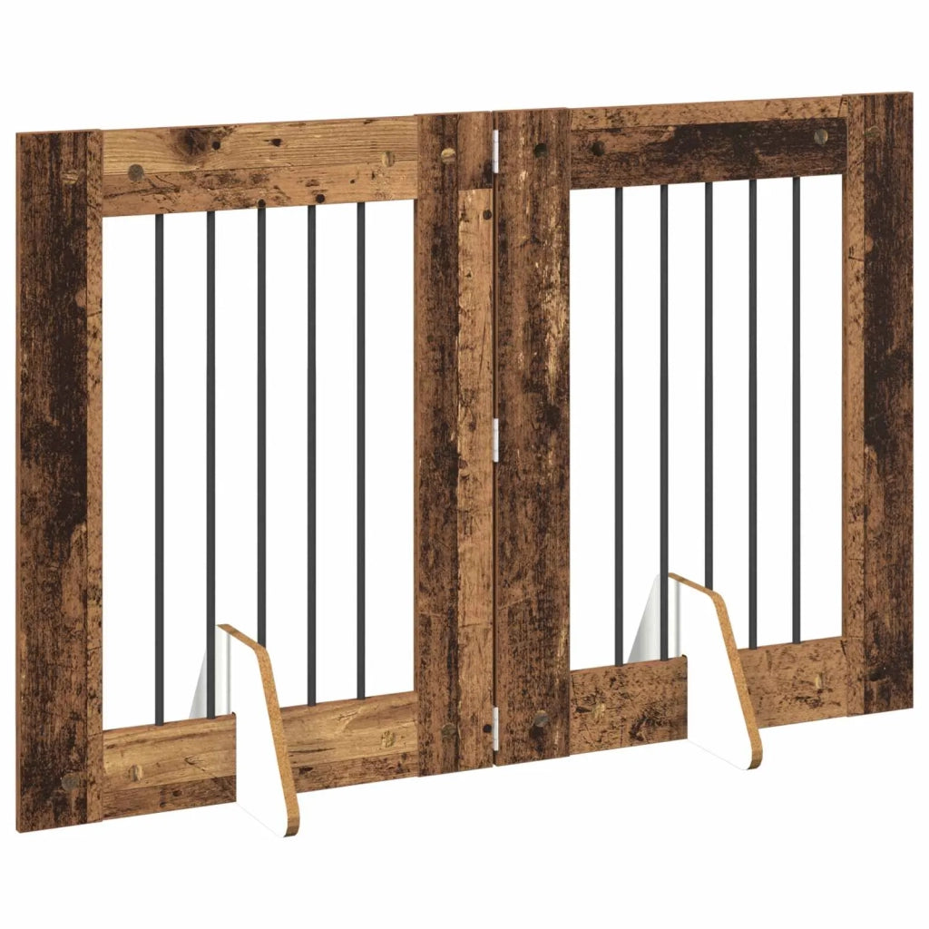 Cancello per cani con supporti 2 pz Legno antico 60 x 80 cm CFW8014127