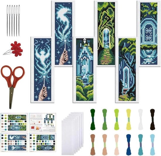 Kit di cucito per libreria a crocette per inizianti - set di 6 pezzi