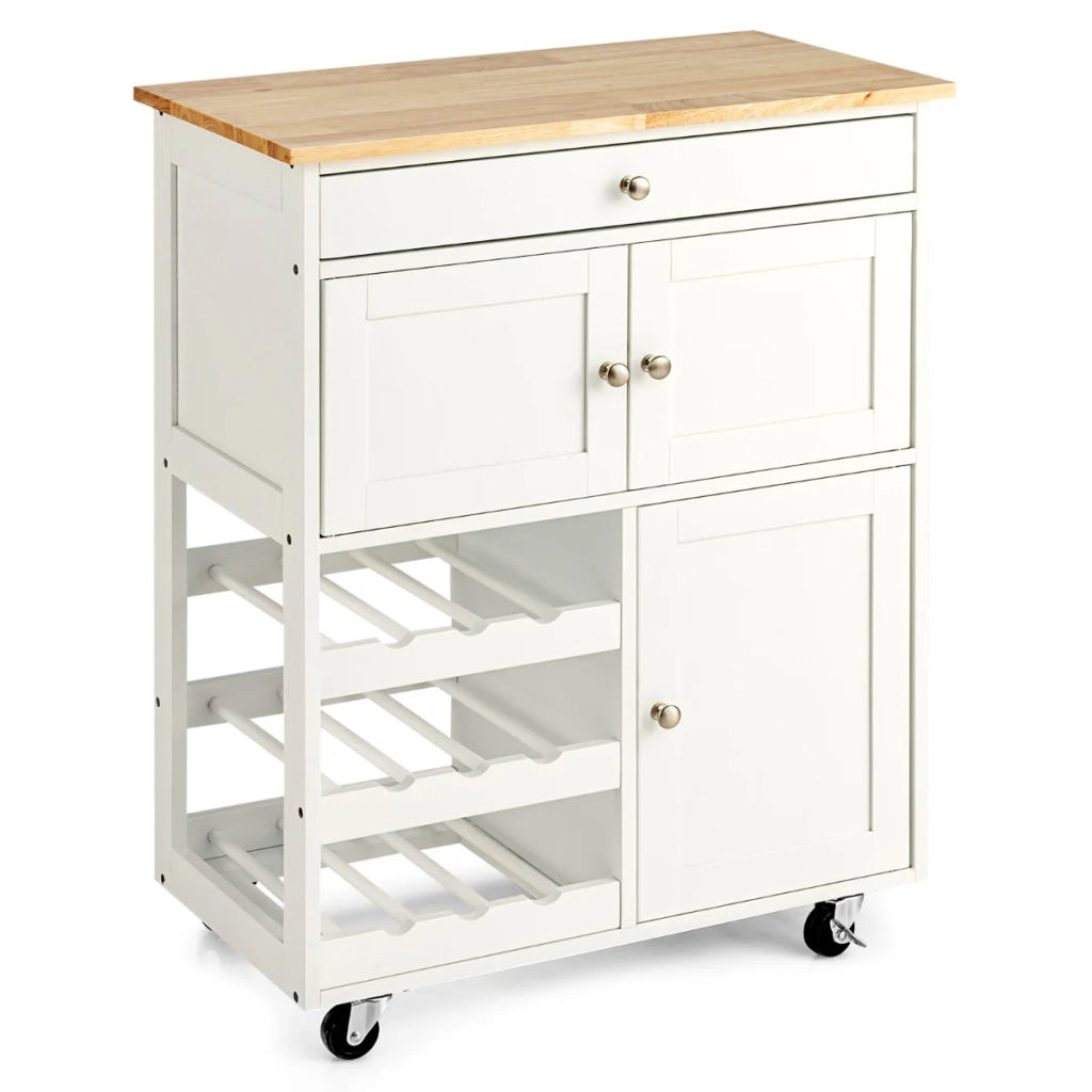 Carrello da cucina 67 x 37 x 86,5 cm con cassetto e vani portaoggetti stile di design in MDF bianco 20_0020720