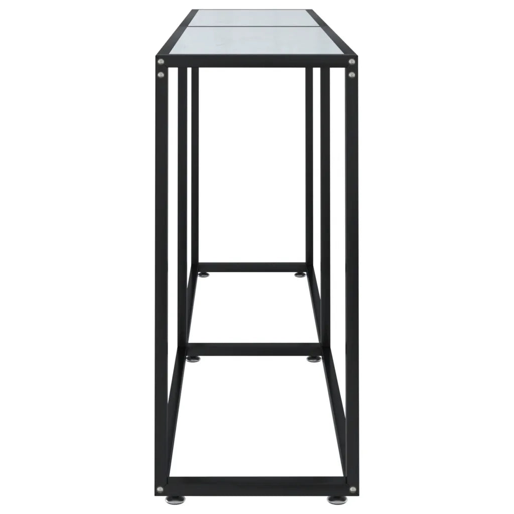 Tavolo Consolle Bianco Marmo 160x35x75,5 cm in Vetro Temperato cod mxl 20553