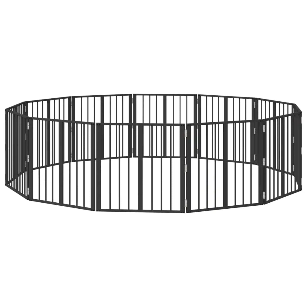 Cancello per cani 12 pcs Nero 60 x 60 cm Acciaio zincato 892024