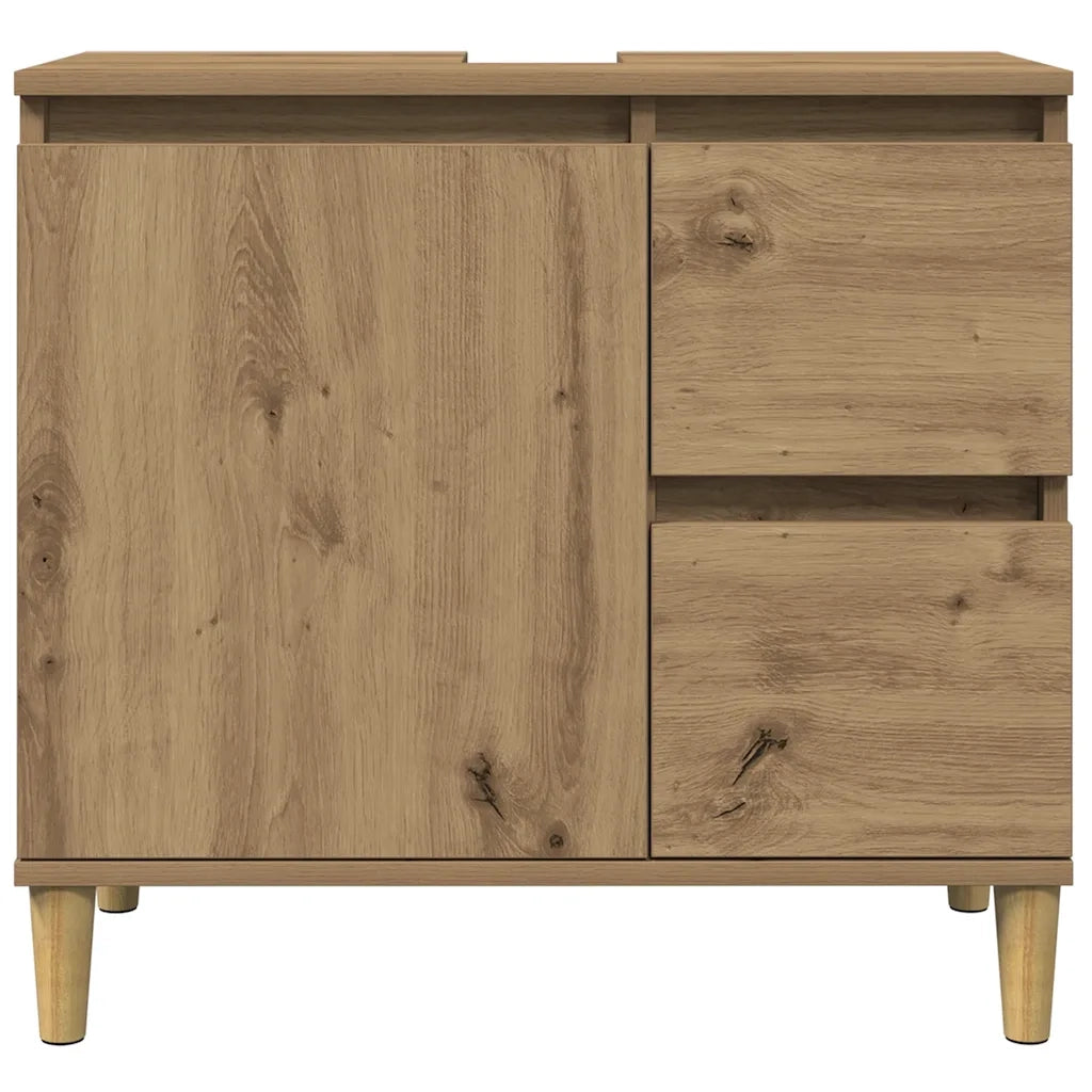Mobiletto lavabo artigianale in rovere con vano contenitore funzionale 65 x 33 x 60 cm legno di rovere composito 02_0051047