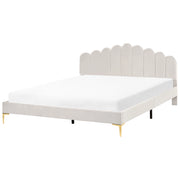 Letto matrimoniale 180 x 200 cm velluto Gambe in metallo bianco sporco con testiera e base a doghe