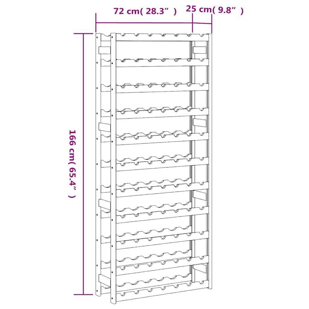 Wine Rack For 77 Bottles, Black Solid Pine Wood