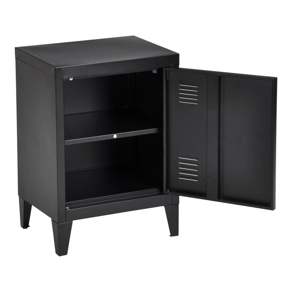 Comodino in acciaio laminato 57 x 40 x 30 cm nero opaco 03_0008684