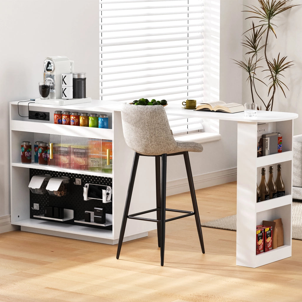 Bartisch estraibile 360¡ã rotante - Zephmum - Con LED e prese - Bianco