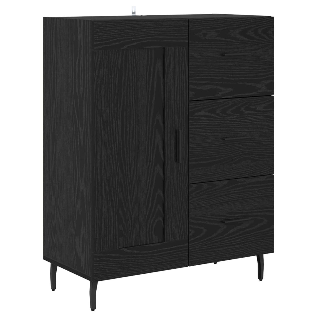 Credenza 2 pz-Set di 2 Buffet-Armadio da cucina Rovere Nero Legno Stratificato e Vetro 897630