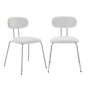 Set 2 sedie in legno tinto quercia e tessuto idrorepellente, bianco
