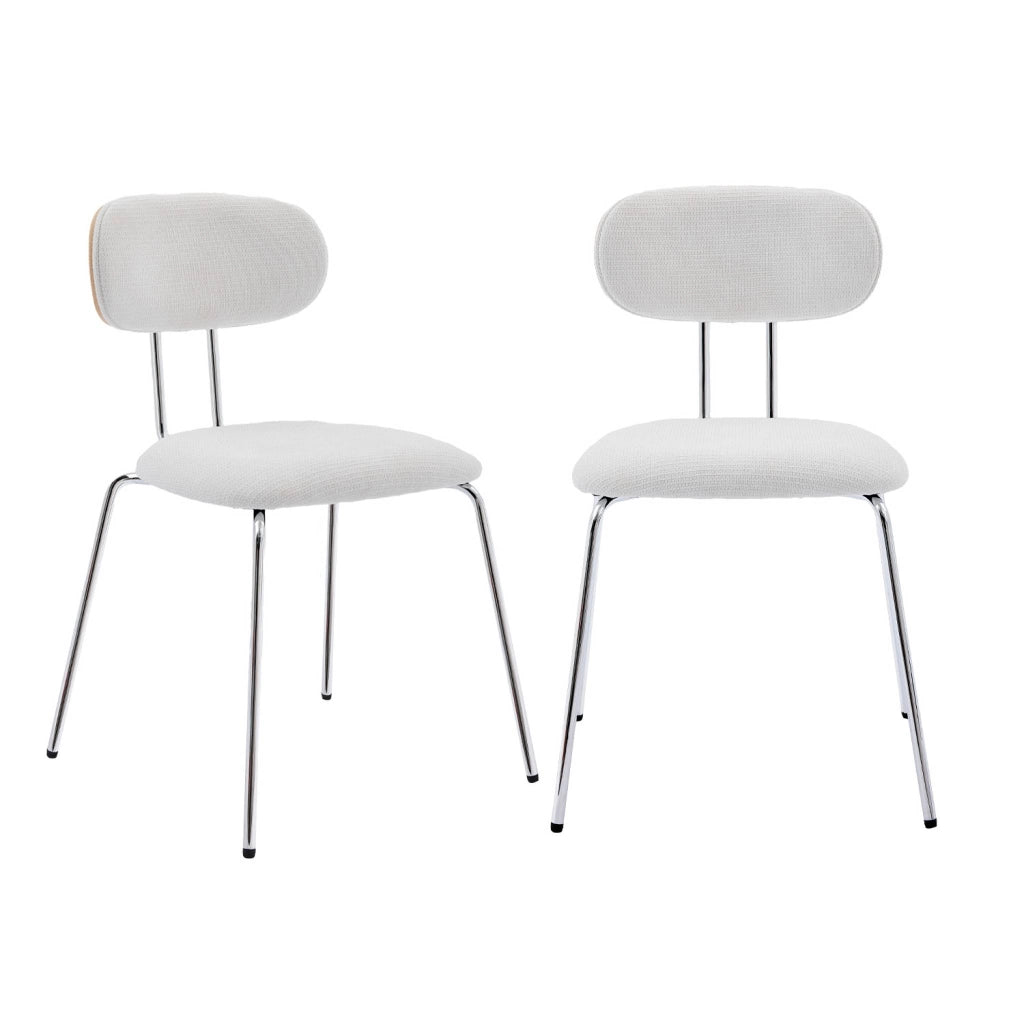 Set 2 sedie in legno tinto quercia e tessuto idrorepellente, bianco