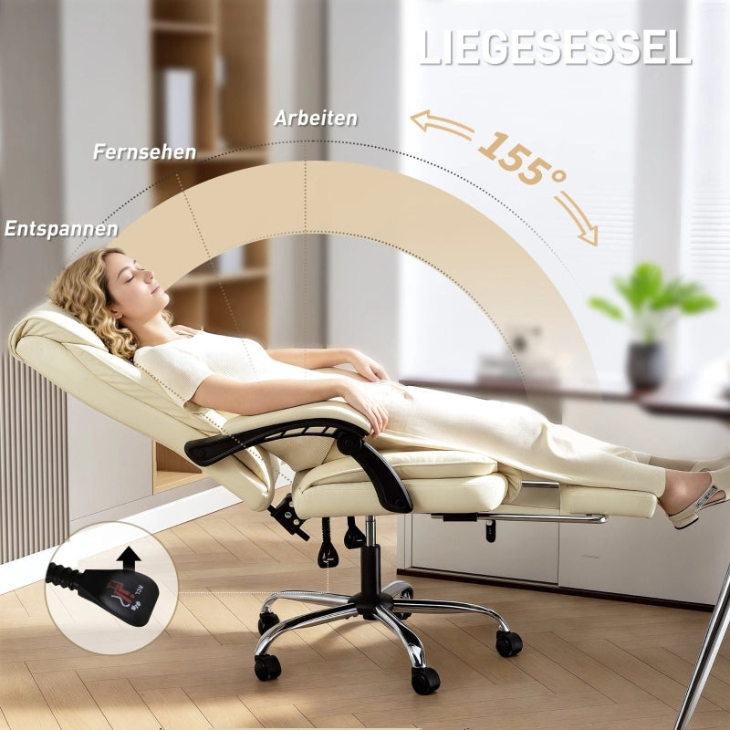 SEDIA DA UFFICIO ergonomica con poggiapiedi, 66x72x113-121 cm, beige