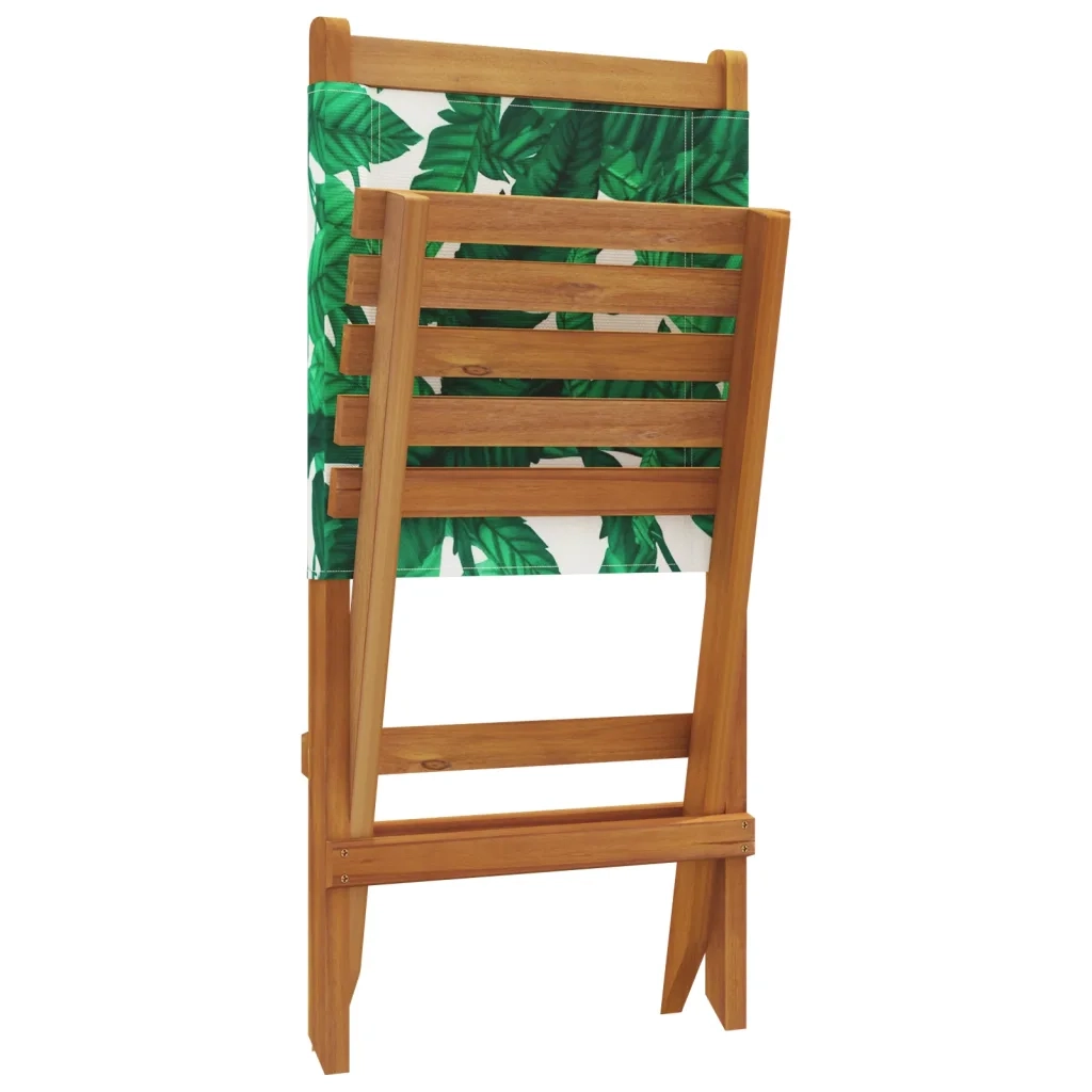 Sedie Giardino 2pz Motivo Foglia Legno Massello Acacia Tessuto 367694