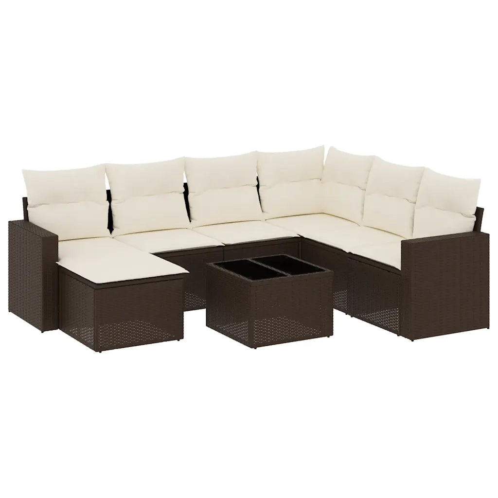 Set Divani da Giardino 8 pz con Cuscini Marrone in Polyrattan 3219303