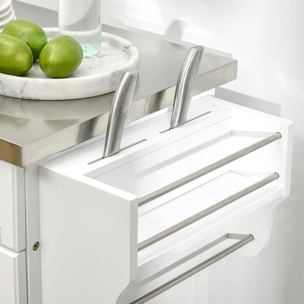 Mobile da Cucina con Cassetto e Ruote ¨C Zephmum ¨C Bianco 83.5x45.7x90.5 cm