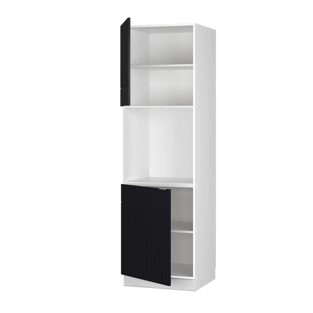 Mobile per forno da incasso Fame-Line Nero rigato/Bianco 60 cm con ripiano aperto Vicco
