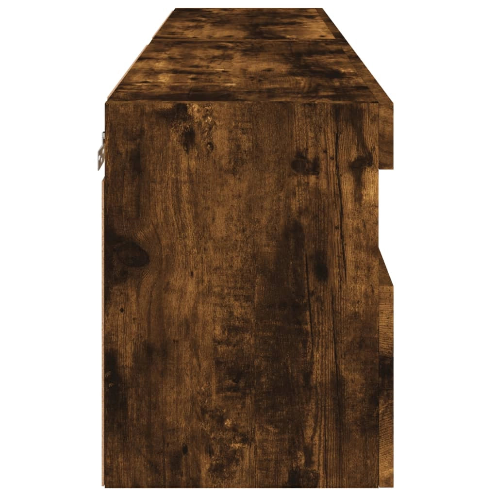 Mobile TV multimediale da parete mensola TV credenza mobile TV sala da pranzo soggiorno camera da letto e luci LED 2 pezzi rovere affumicato 60 x 30 x 40 cm marrone 02_0029142