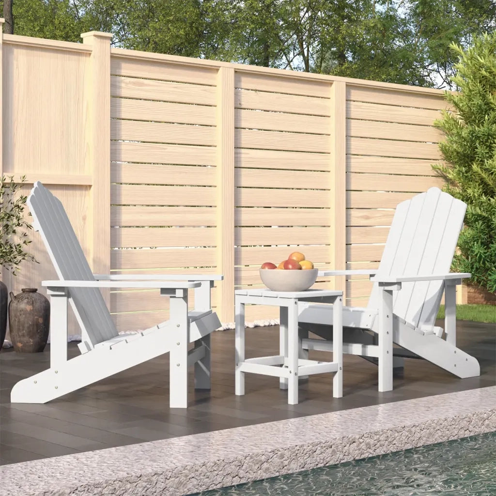 Sedie da Giardino con Tavolo Adirondack in HDPE Bianco 3095704