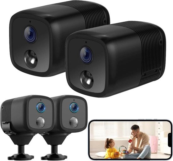 Camera mini 2 in 1 a batteria 5200 mAh - 1080P HD - campo visivo 160 gradi - rilevamento movimento AI/PIR - allarme - visione notturna 10 m - supporto SD/Cloud