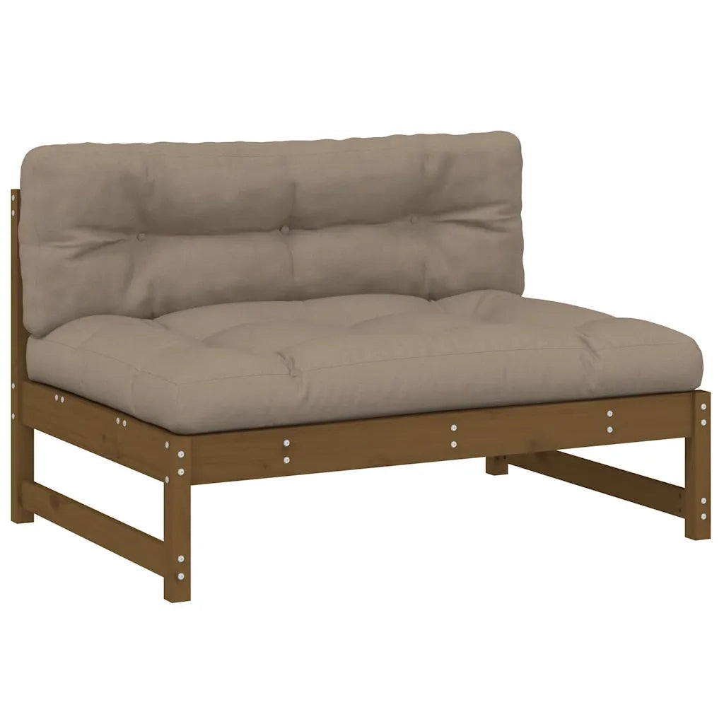Divano Centrale-Sofa Modulare-Divanetto Marrone Ambra 120x80 cm Legno Massello di Pino