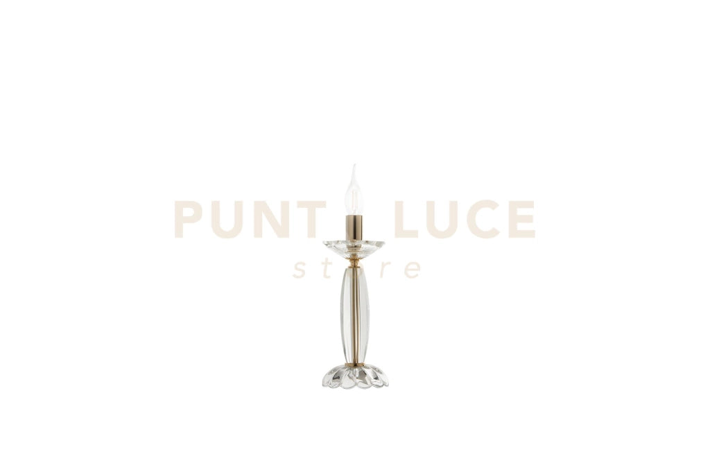 LUMETTO FIAMMA CRISTALLO E ORO 1 LUCE ATTACCO E14 H.32CM