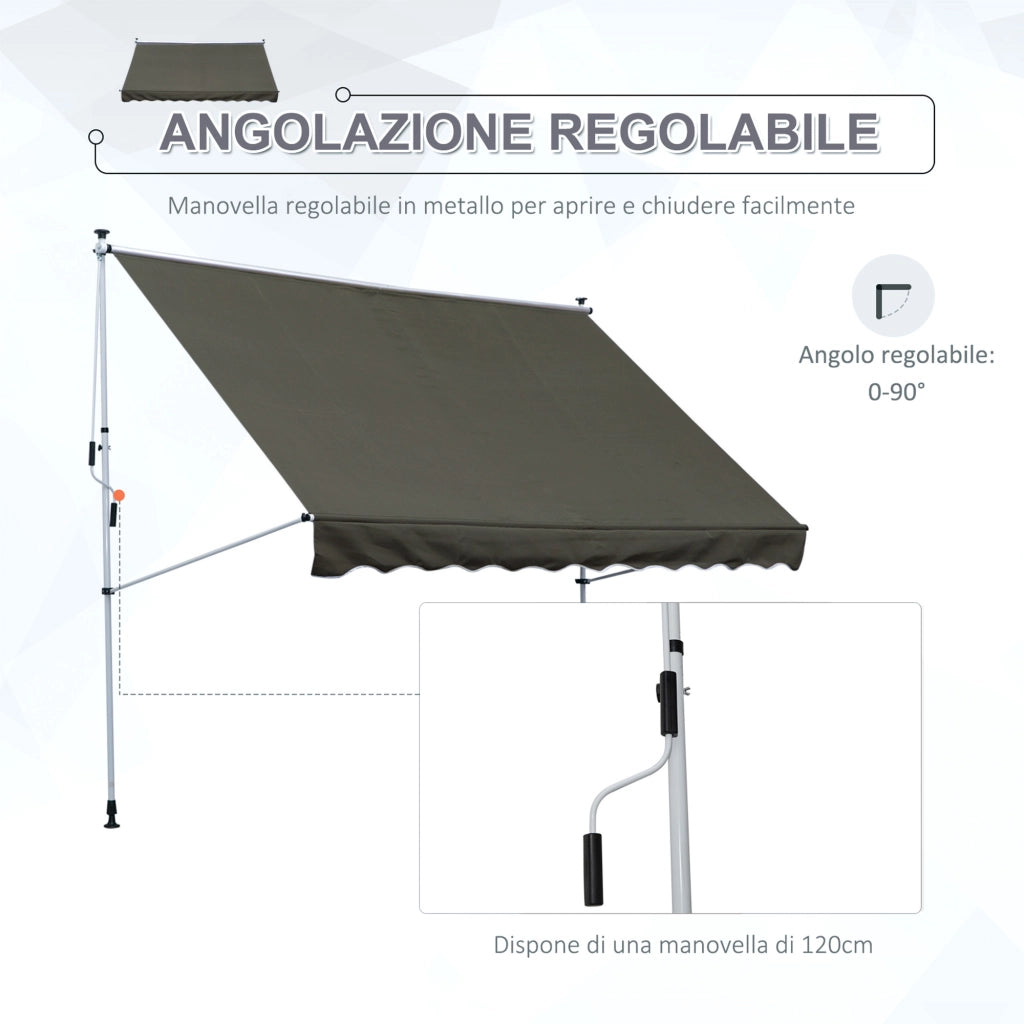 Tenda da Sole 3x1.5 m ¨C Zephmum ¨C Grigio Poliestere Metallo