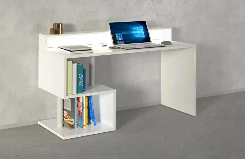 Scrivania ESSE 140 con design a ''S'' e sopralzo