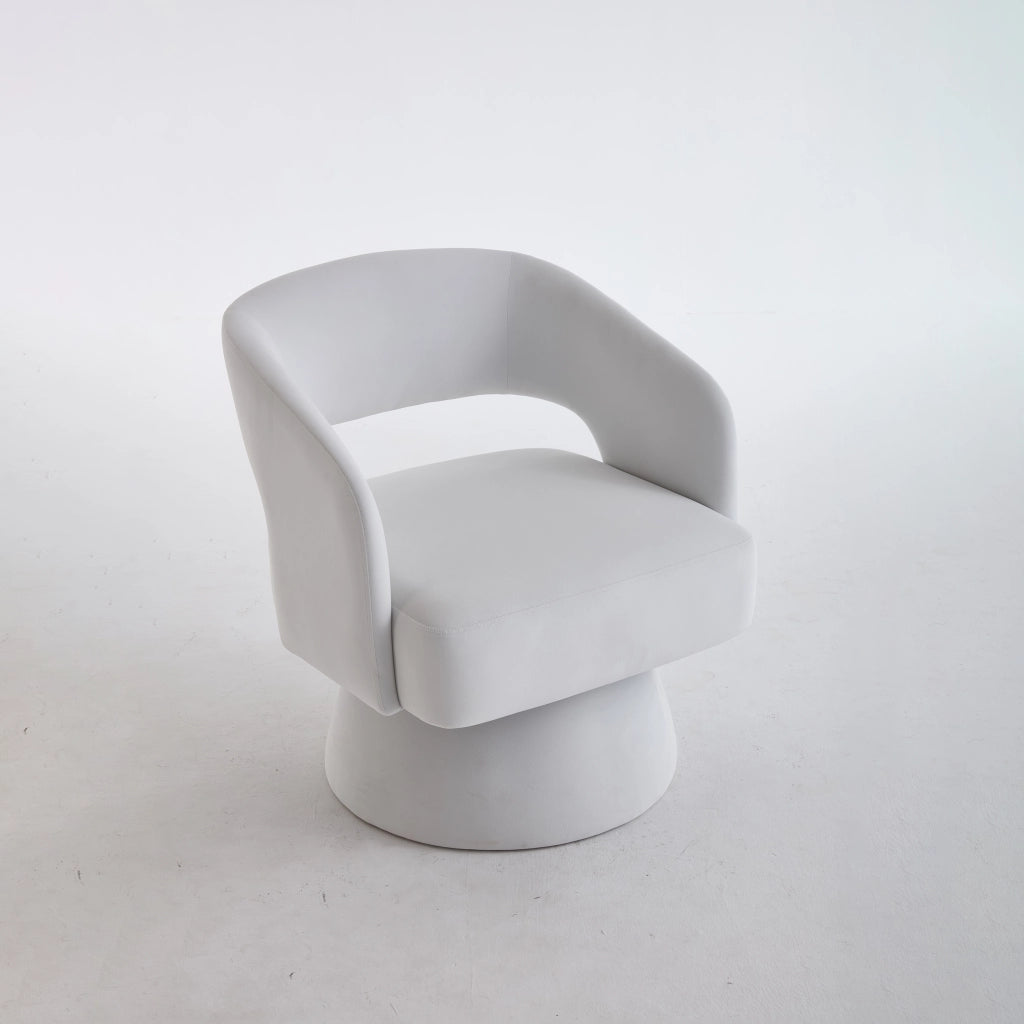 Sedia Girevole 360¡ã ¨C MINIMAL ¨C Velluto Beige, Schienale Aperto, Base in Metallo