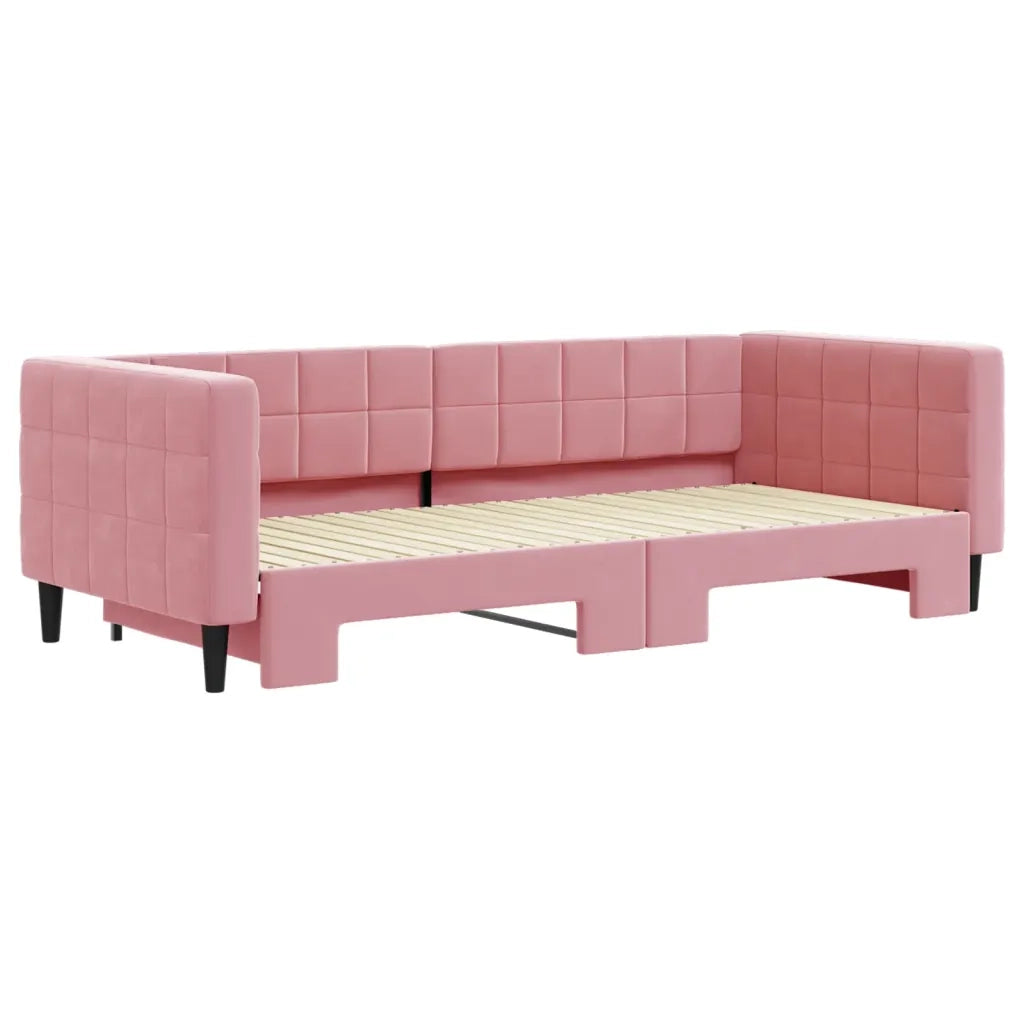 Divano Letto con Letto Estraibile-Sofa Letto-Daybed Rosa 90x200 cm in Velluto 641966