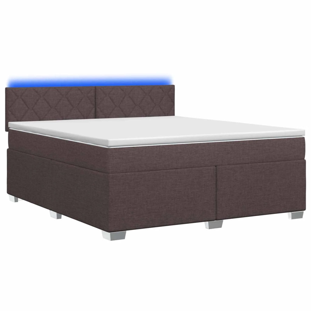 Letto con Box Spring, Materasso e LED Marrone Scuro Tessuto 3452011