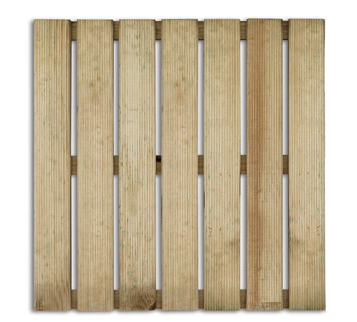 Mattonella per Pavimenti da Esterno 50x50x2,8 cm 7 Listelli Zigrinati in Legno di Pino Impregnato PEFC