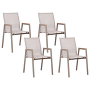 Set di 4 sedie da giardino in metallo alluminio tortora impilabili per esterno da pranzo