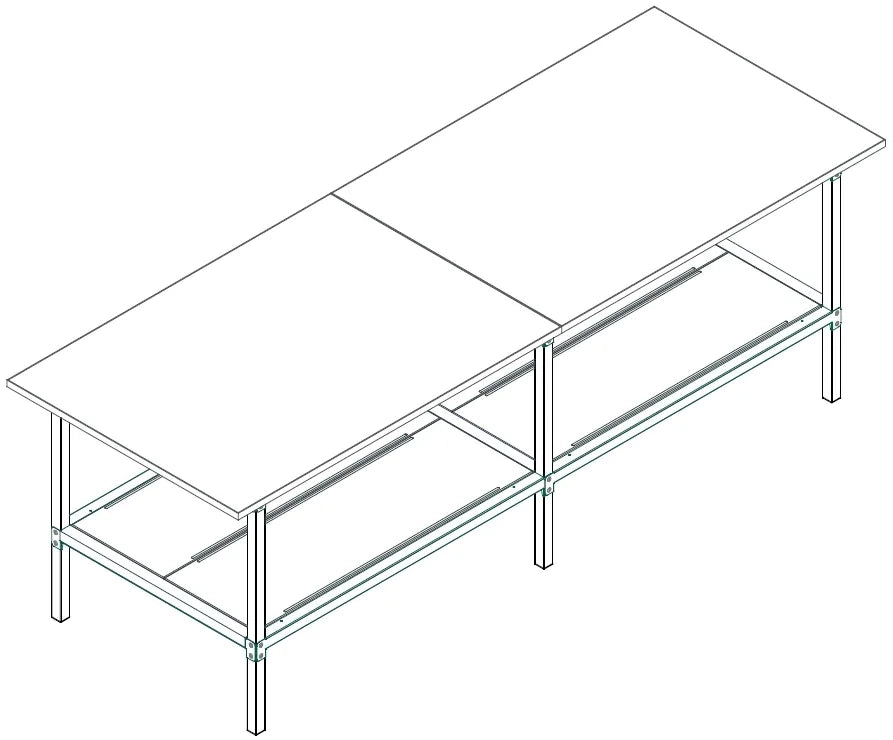 Banco per lavoro con struttura di metallo zincata e piano in nobilitato cm. 280x120x93h