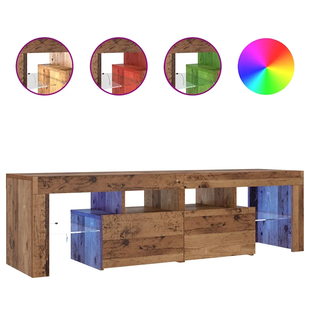 Mobile Porta TV con LED Legno Antico 140x36,5x40 cm Multistrato 856303