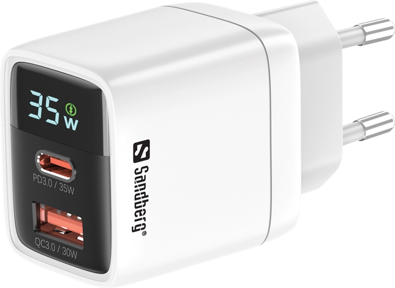 ORIGINAL Sandberg Accessori per computer Bianco 441-52 Netzteiladapter Sandberg 2in1 Charger 1xUSB-C 1xUSB 35W