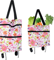 Carrello di spesa pieghevole - Motivo di fiori rossi