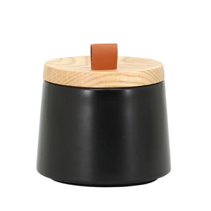 Barattolo in ceramica nera con coperchio - serie Graceful