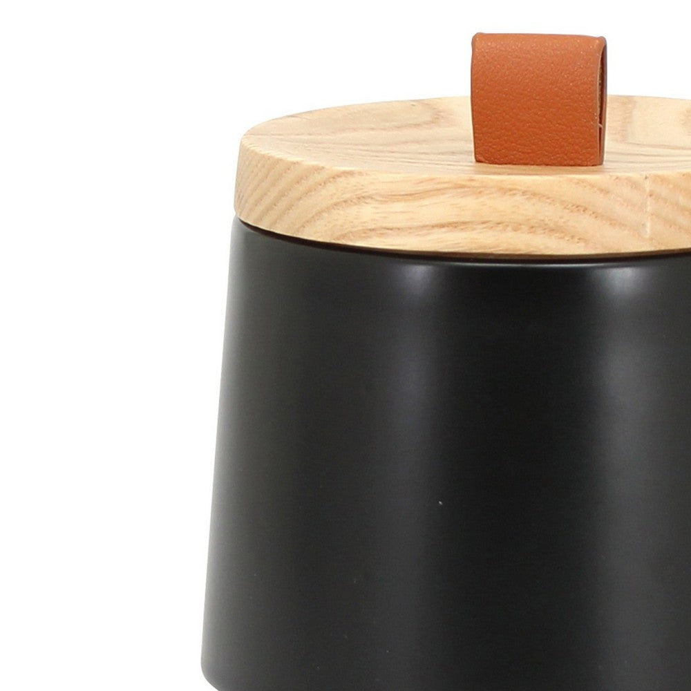 Barattolo in ceramica nera con coperchio - serie Graceful