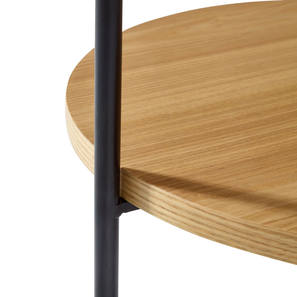 TAVOLINO rotondo 2 pezzi Ø69x38 cm e Ø44x48 cm Legno massello e MDF Naturale