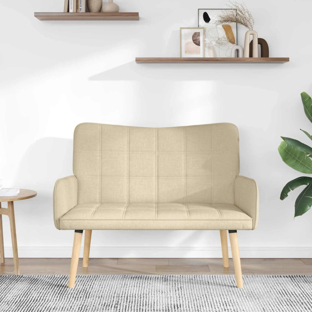Sofa a Due Posti Crema 115 x 61 x 87 cm Tessuto
