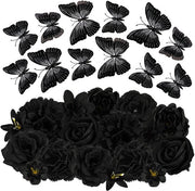 Fiori fittili 28 pezzi - Farfalle 3D - Fiori fittili neri - Decorazione per matrimoni - Lavorazione fai-da-te - Decorazioni riciclabili - Fiori artificiali