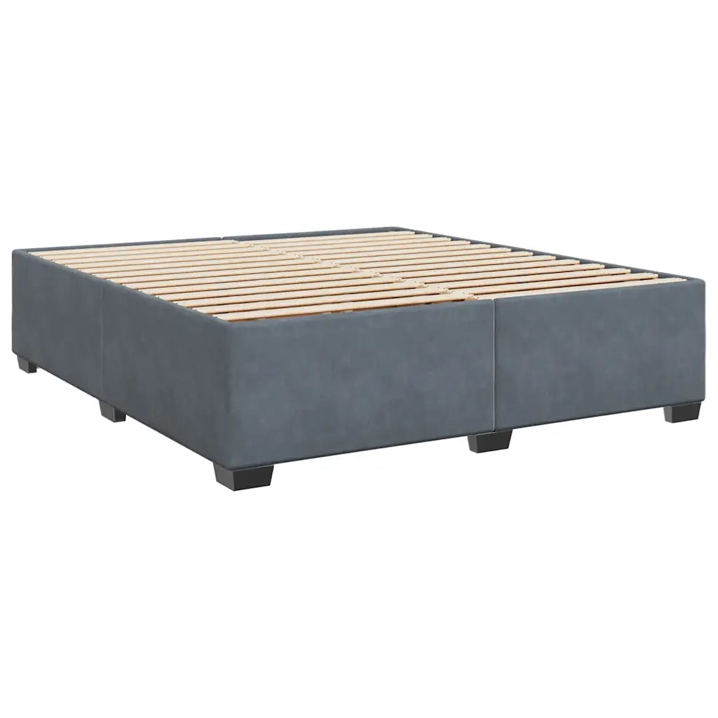Giroletto a Molle con Materasso Grigio Scuro 180x200 cm Velluto