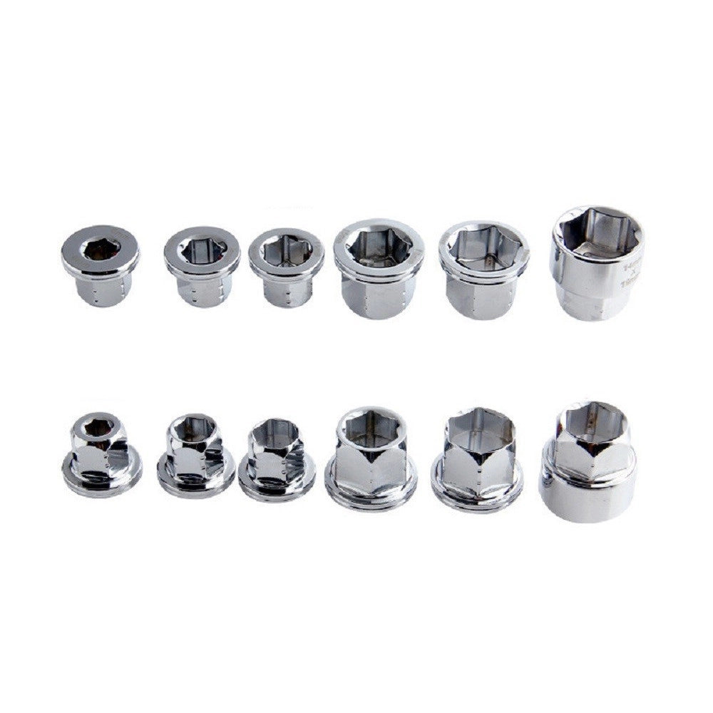 Trade Shop - Set 7 Chiave A Cricchetto Reversibile Esagonali 14-19mm 5 Innesti 6-19mm -
