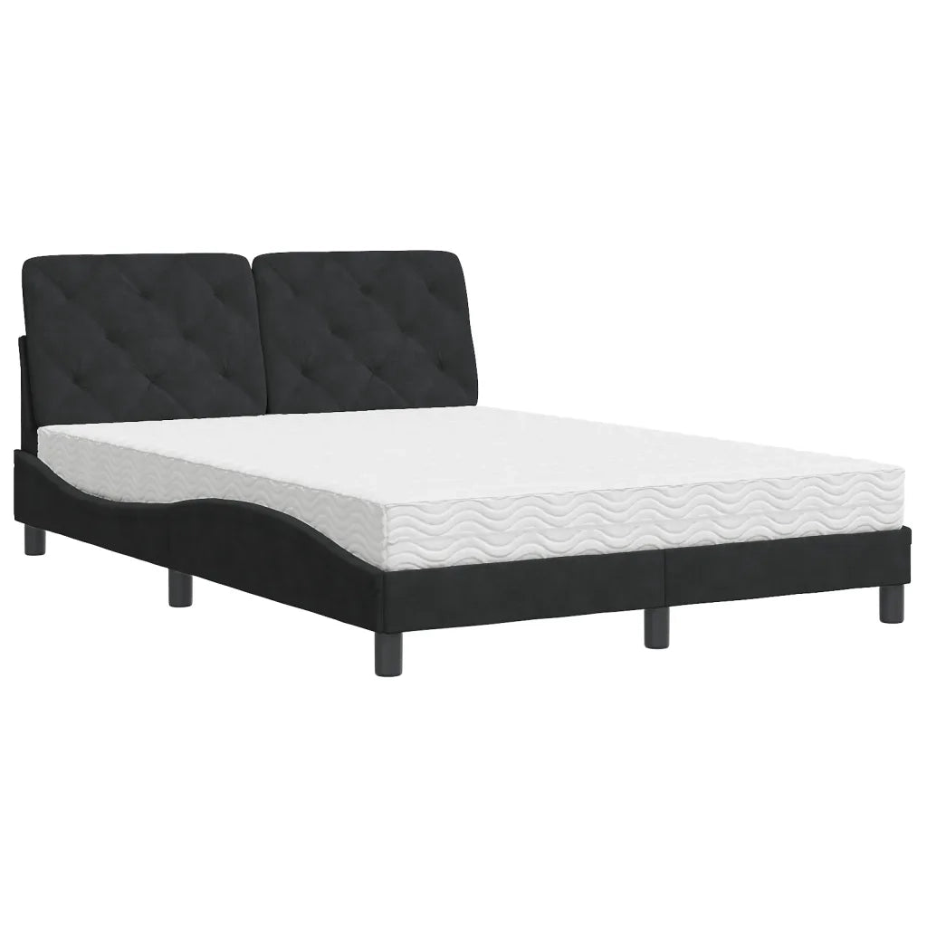 Letto con Materasso Nero 140x200 cm in Vellutocod mxl 91471