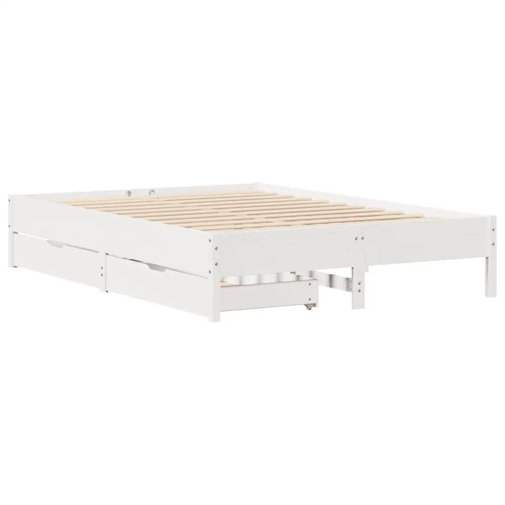 Letto senza Materasso Bianco 150x200 cm Legno Massello di Pino