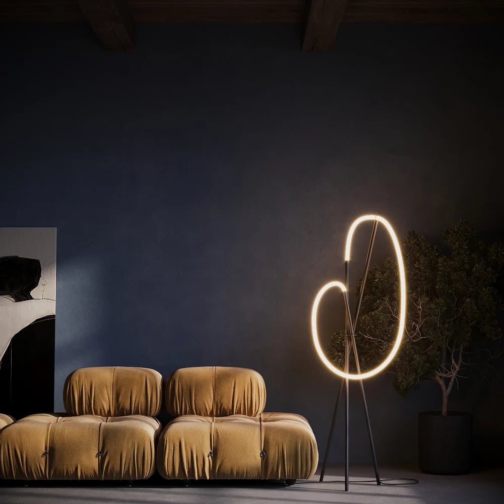 Maytoni Lampada da terra moderna Crochet 1 luce LED integrato nero alluminio