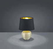 LUXOR LAMPADA TAVOLO BASE CERAMICA ORO E PARALUME NERO INTERNO ORO H. 26CM D. 18CM